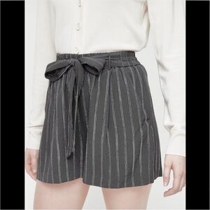 Aritzia Wilfred Georgette Striped Shorts Tie Waist Lined Crepe Grey Size Small